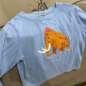 3T boy Hanna Andersson Blue Long Sleeve Shirt with Mammoth Design